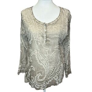 Scandal Silk Printed Blouse Gray